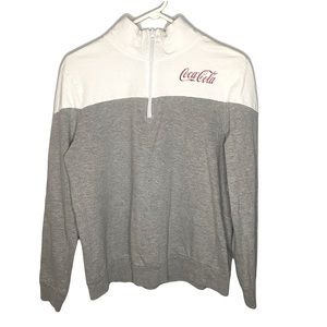 Coca-Cola Red/Gray/White Zip up Juniors Sweatshirt Size XL Single Stitch